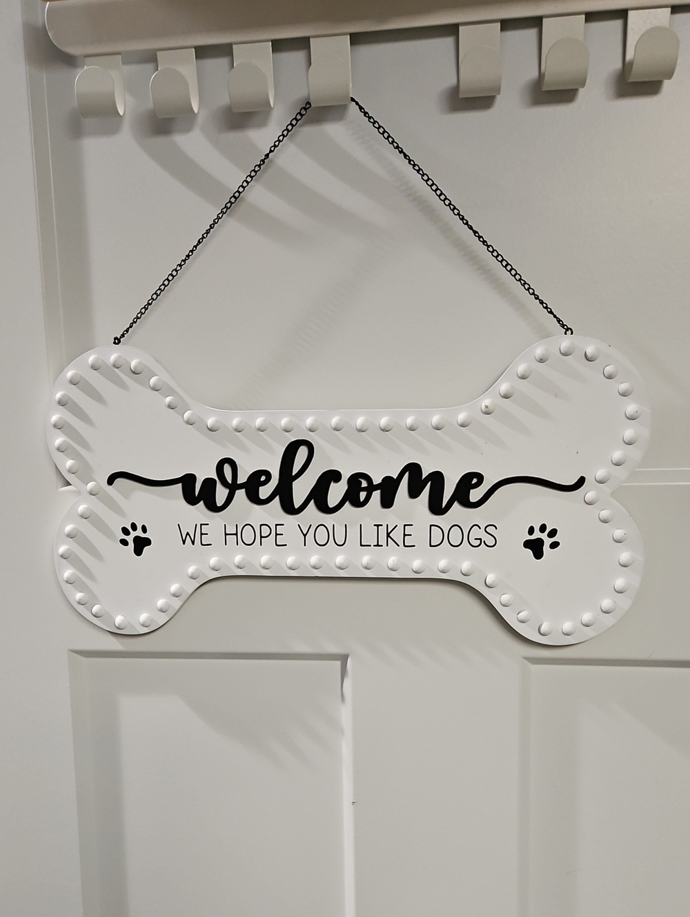 Hobby Lobby White & Black Bone-Shaped Welcome Sign